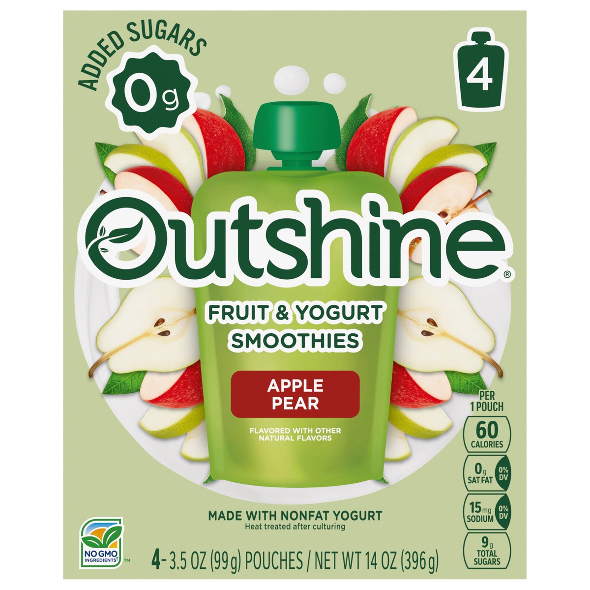 slide 1 of 7, Outshine Fruit & Yogurt Smoothie Apple Pear Natural Flavored, 4-Pack of 3.5oz Fruit & Yogurt Pouches, 4 ct