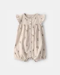Carters Baby Girl Floral Short-Sleeve Romper - Tan Tan 24M