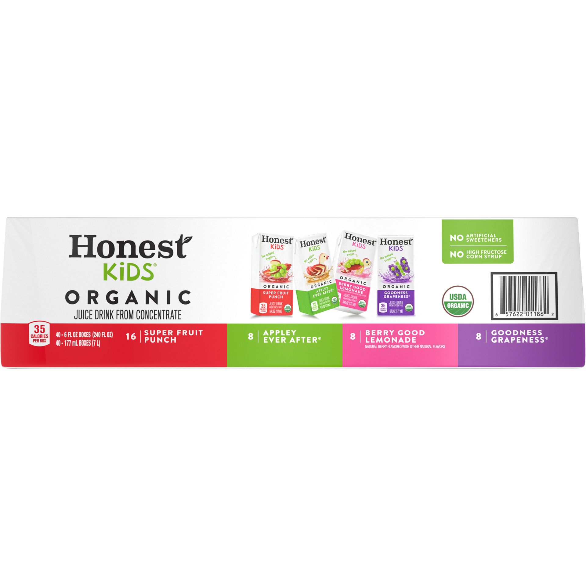 slide 5 of 5, Honest Kids 40 Pack Organic Assorted Juice Drink 40 ea - 40 ct, 40 ct