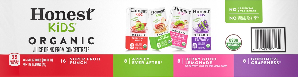 slide 1 of 5, Honest Kids 40 Pack Organic Assorted Juice Drink 40 ea - 40 ct, 40 ct