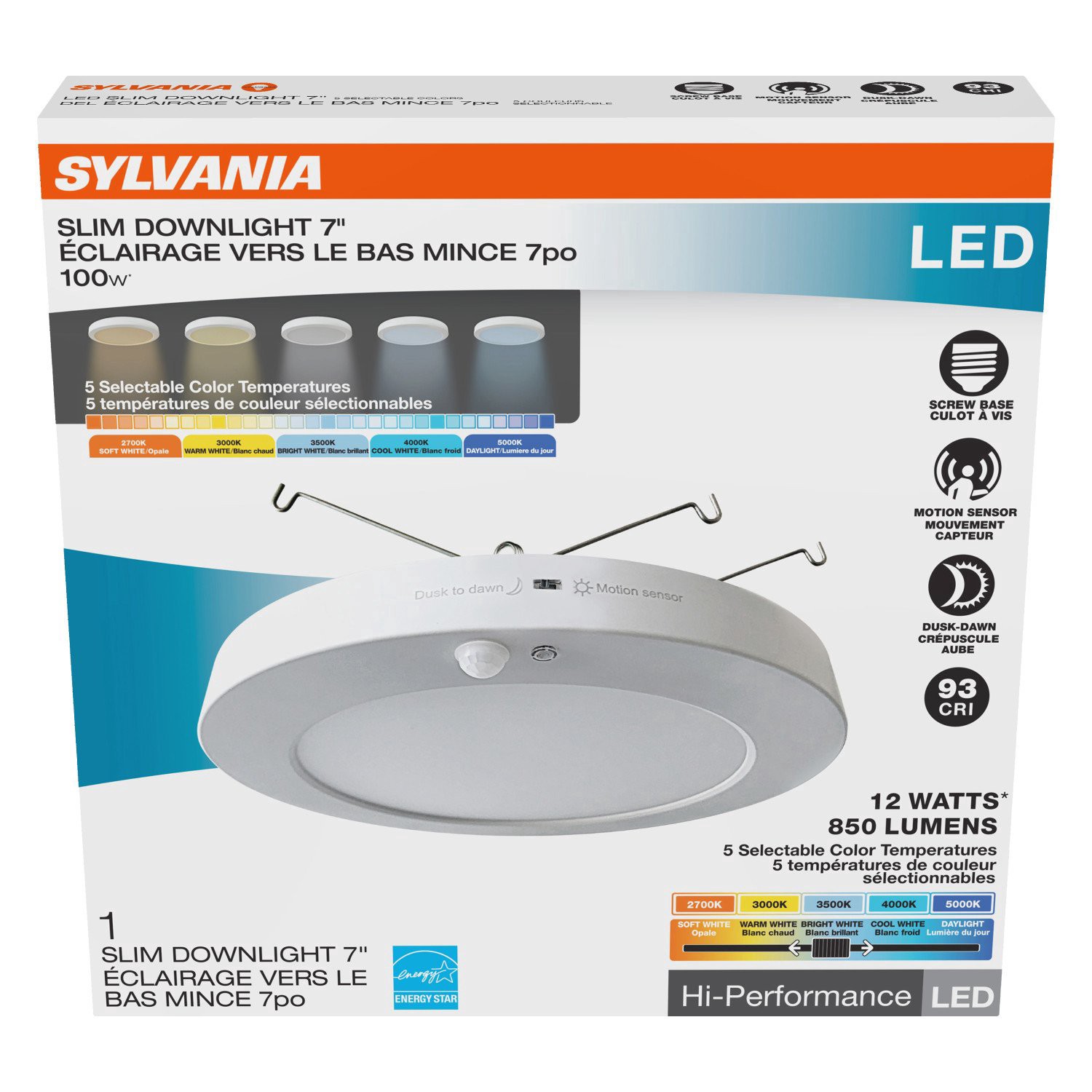 slide 1 of 1, Sylvania LED 100-Watt 7" Slim Downlight, 7 in