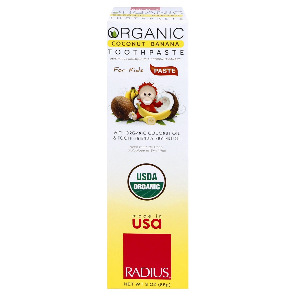 slide 1 of 12, Radius Organic for Kids Coconut Banana Toothpaste 3 oz, 3 oz