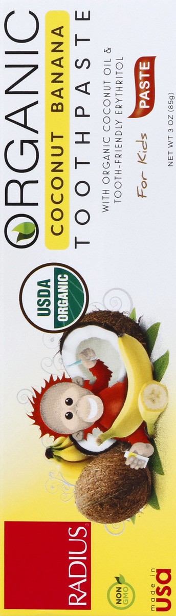slide 3 of 12, Radius Organic for Kids Coconut Banana Toothpaste 3 oz, 3 oz