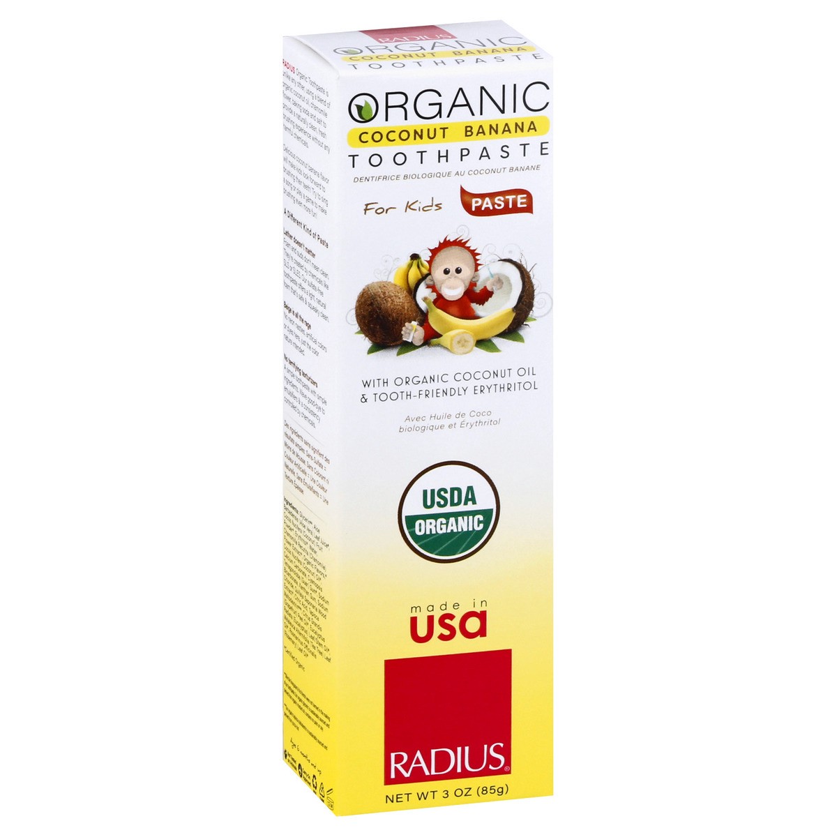 slide 12 of 12, Radius Organic for Kids Coconut Banana Toothpaste 3 oz, 3 oz