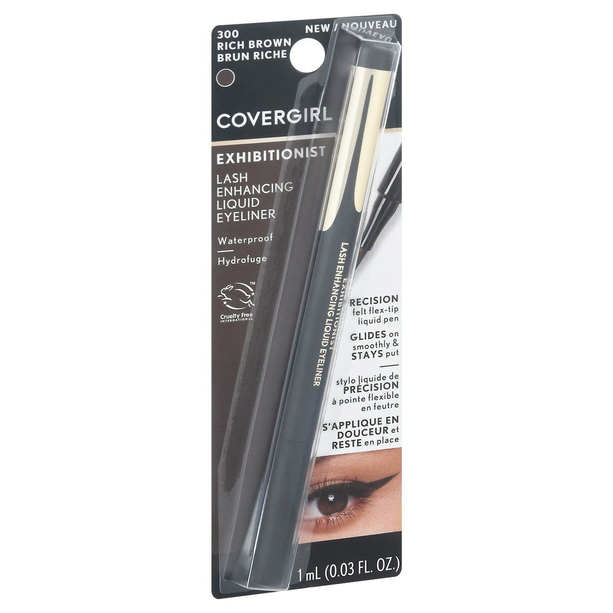 slide 2 of 9, Covergirl Rich Brown 300 Exhibitionist Lash Enhancing Liquid Eyeliner 0.03 fl oz, 1 ml