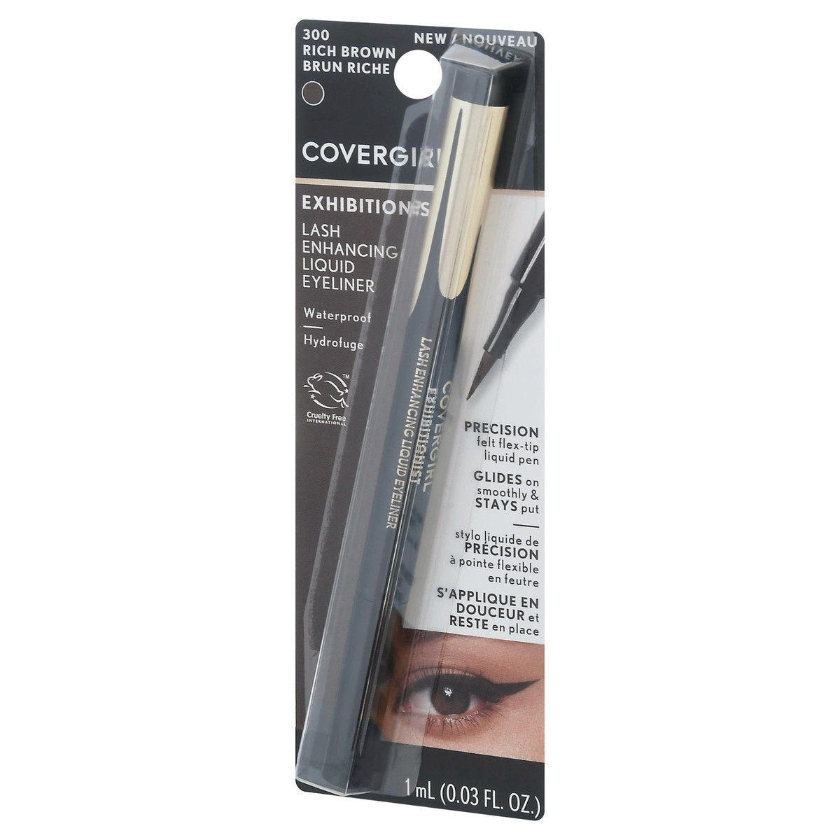 slide 3 of 9, Covergirl Rich Brown 300 Exhibitionist Lash Enhancing Liquid Eyeliner 0.03 fl oz, 1 ml