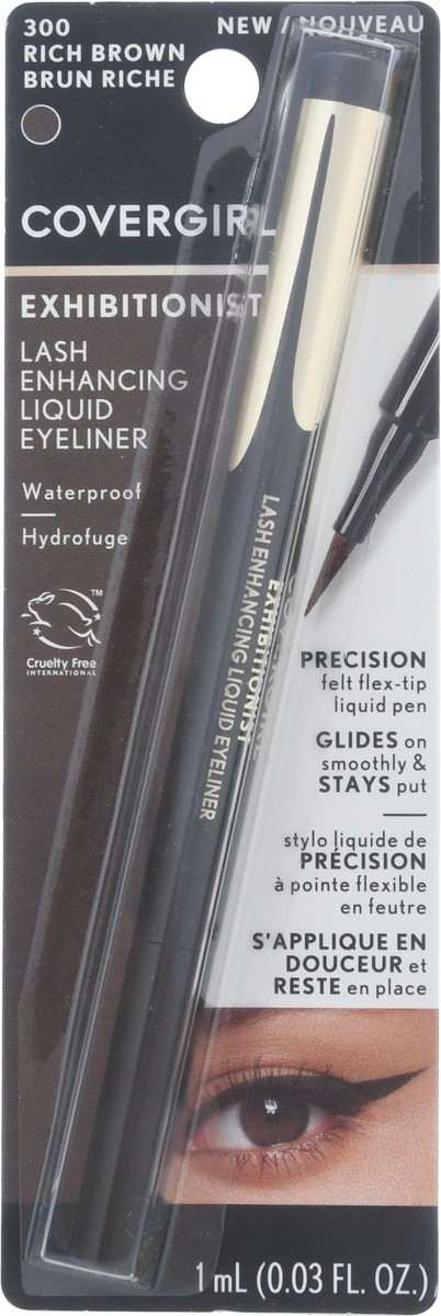 slide 6 of 9, Covergirl Rich Brown 300 Exhibitionist Lash Enhancing Liquid Eyeliner 0.03 fl oz, 1 ml