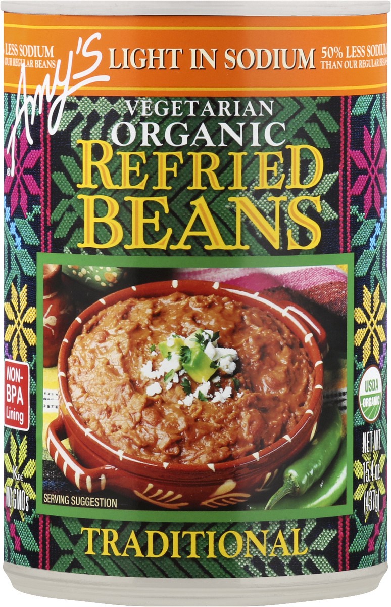 slide 7 of 9, Amy's Organic Light Sodium Vegetarian Traditional Refried Beans, 