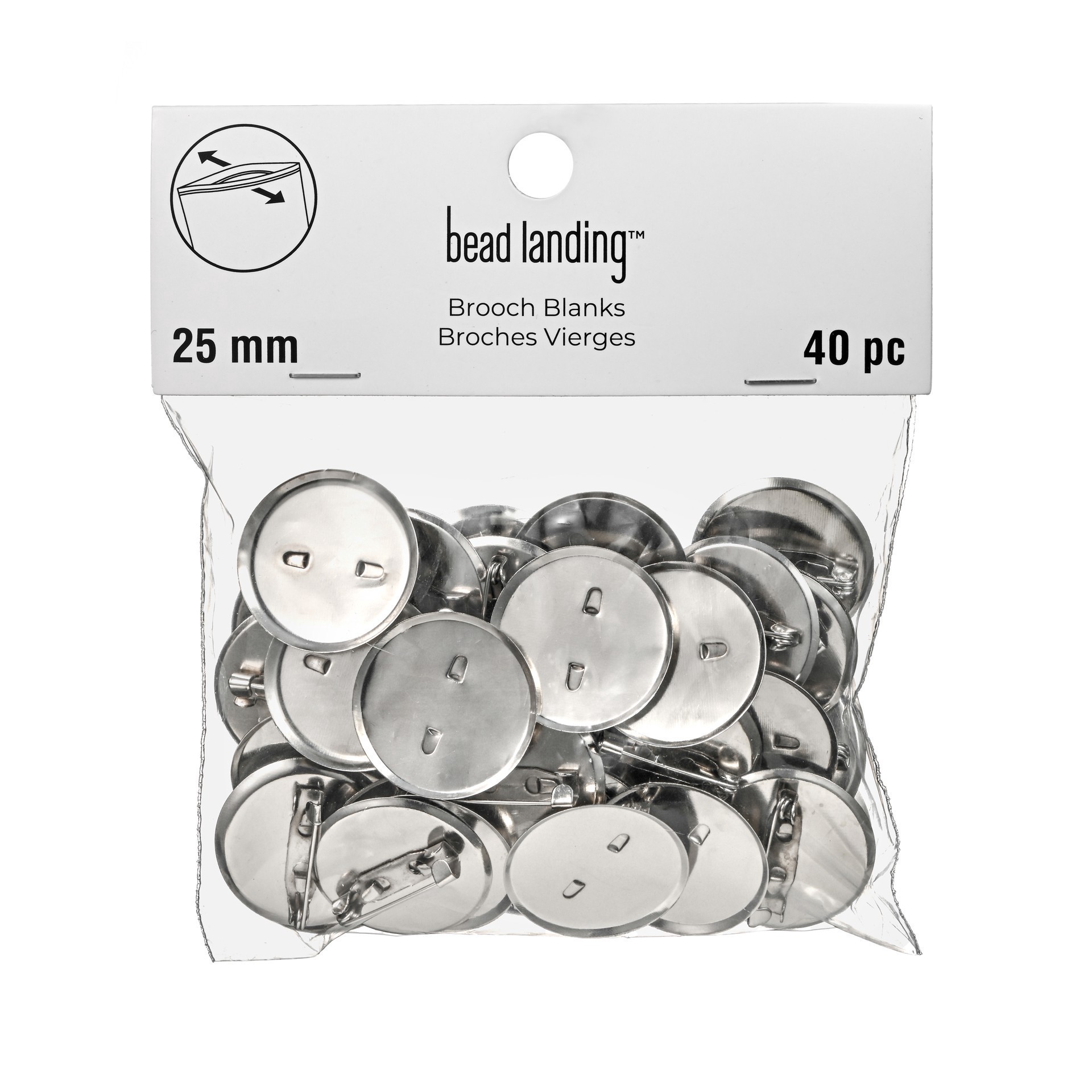 slide 2 of 3, 25mm Rhodium Brooch Blanks, 40ct. By Bead Landing, 25 mm