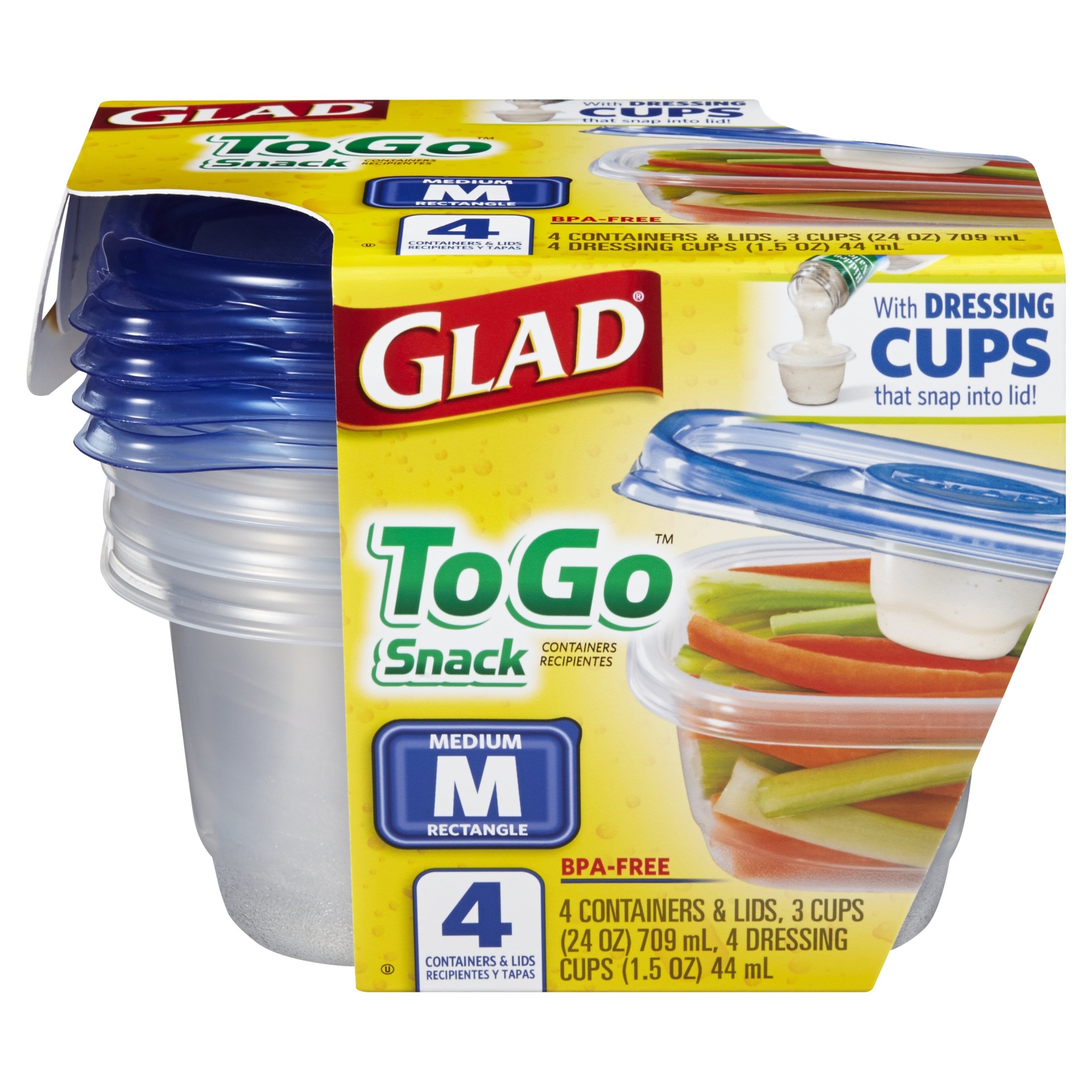 slide 1 of 1, Glad To Go Lunch Containers & Lids, 4 ct