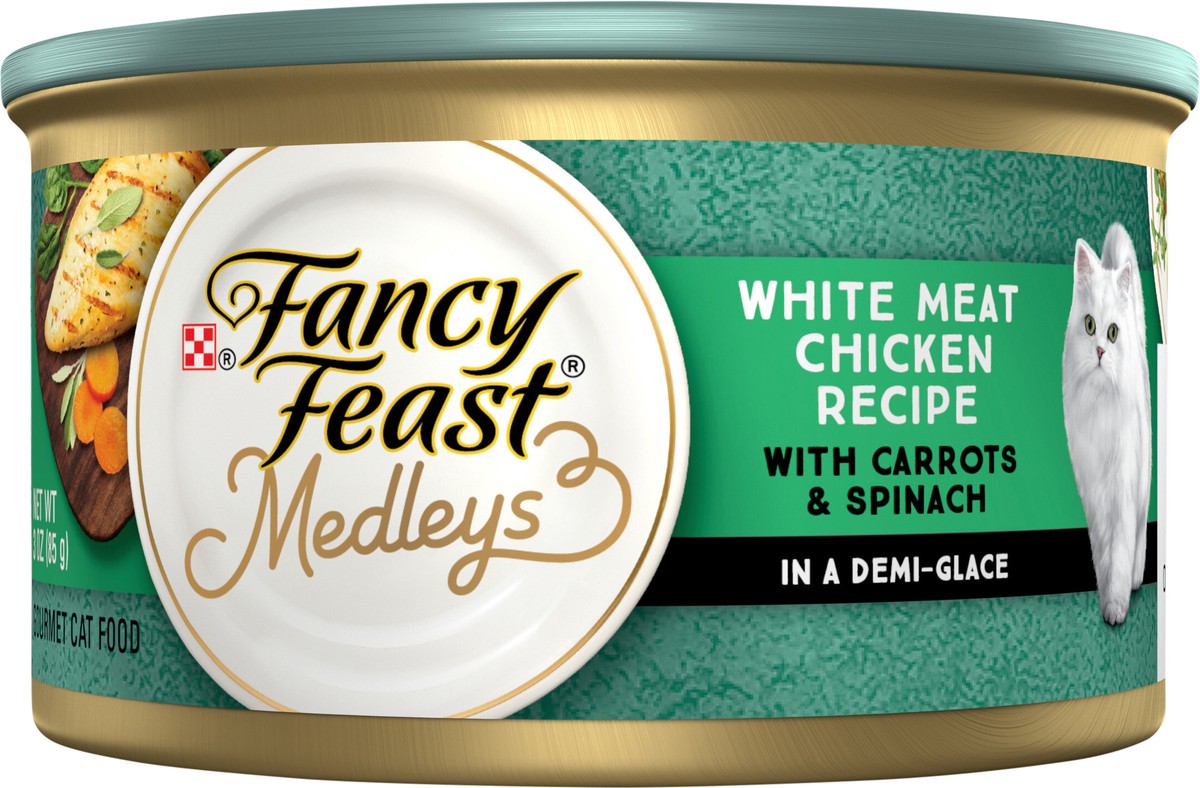 slide 2 of 7, Fancy Feast Purina Fancy Feast High Protein Wet Cat Food, Medleys White Meat Chicken With Garden Veggies in Sauce Marron - 3 oz. Can, 