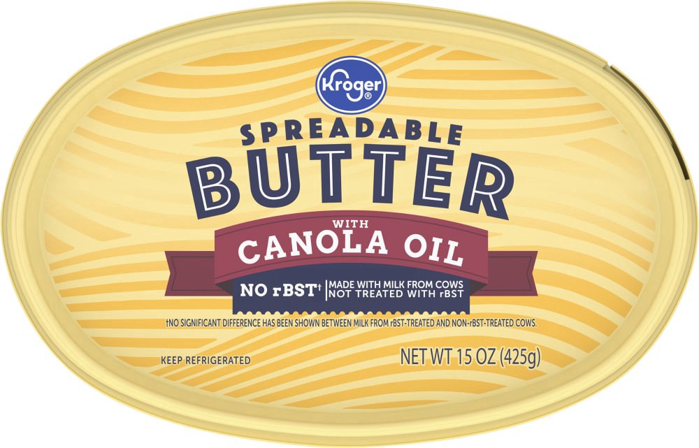 slide 3 of 5, Kroger Spreadable Butter With Canola Oil, 15 oz