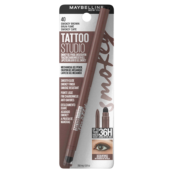 slide 1 of 1, Maybelline TattooStudio Tattoo Brow Pigment Brow Pencil - Smokey Brown, 0.01 oz