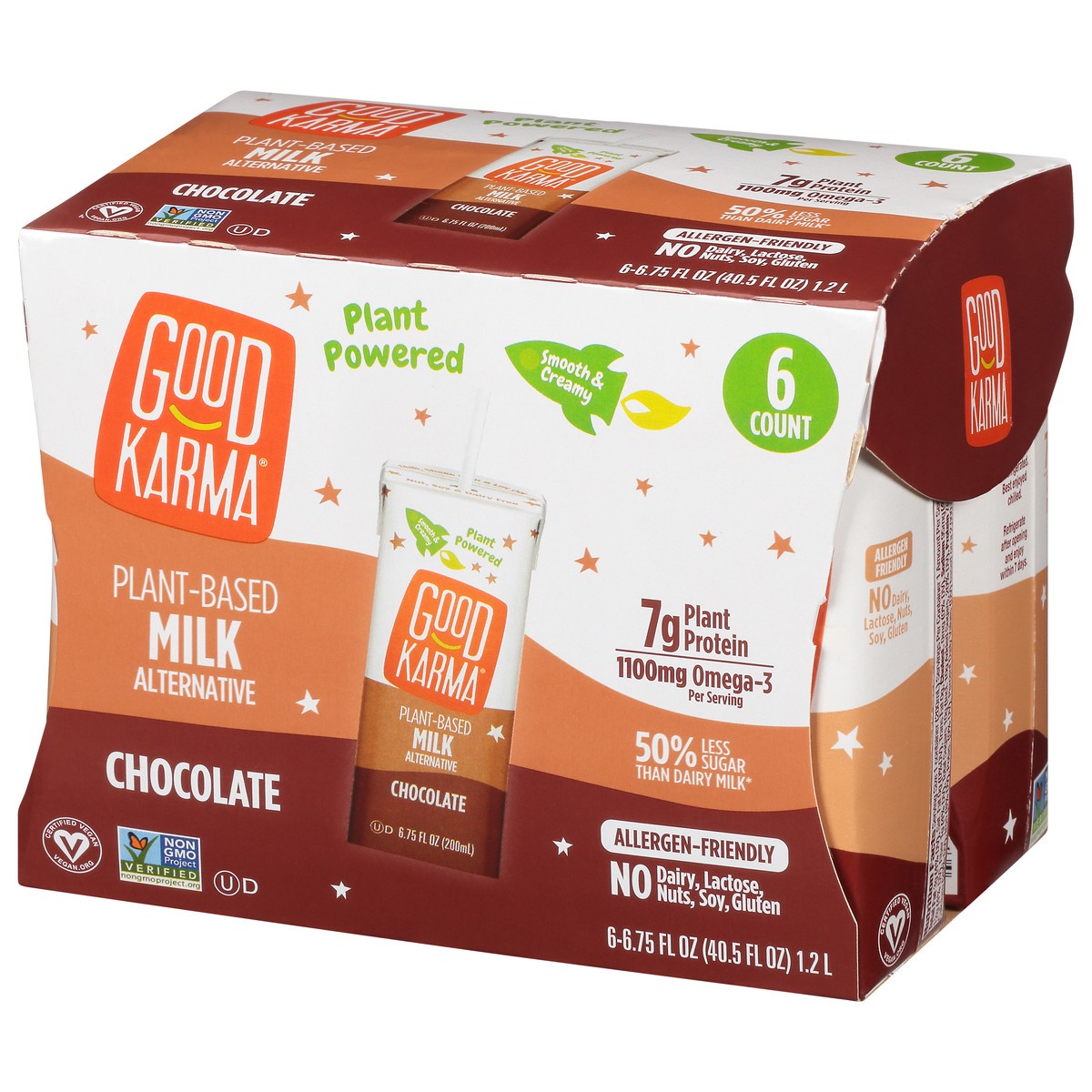 slide 3 of 9, Good Karma Plant-Based 6 Pack Chocolate Milk Alternative 6 ea, 6 ct; 6.75 fl oz