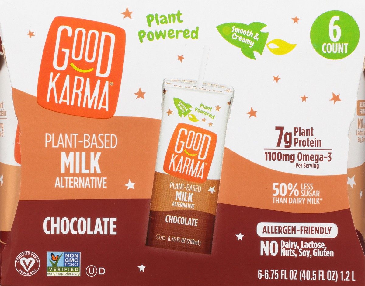 slide 6 of 9, Good Karma Plant-Based 6 Pack Chocolate Milk Alternative 6 ea, 6 ct; 6.75 fl oz