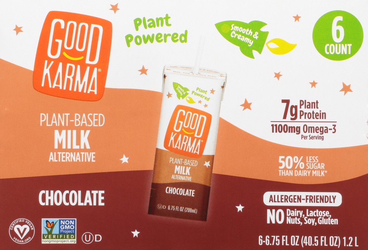 slide 9 of 9, Good Karma Plant-Based 6 Pack Chocolate Milk Alternative 6 ea, 6 ct; 6.75 fl oz