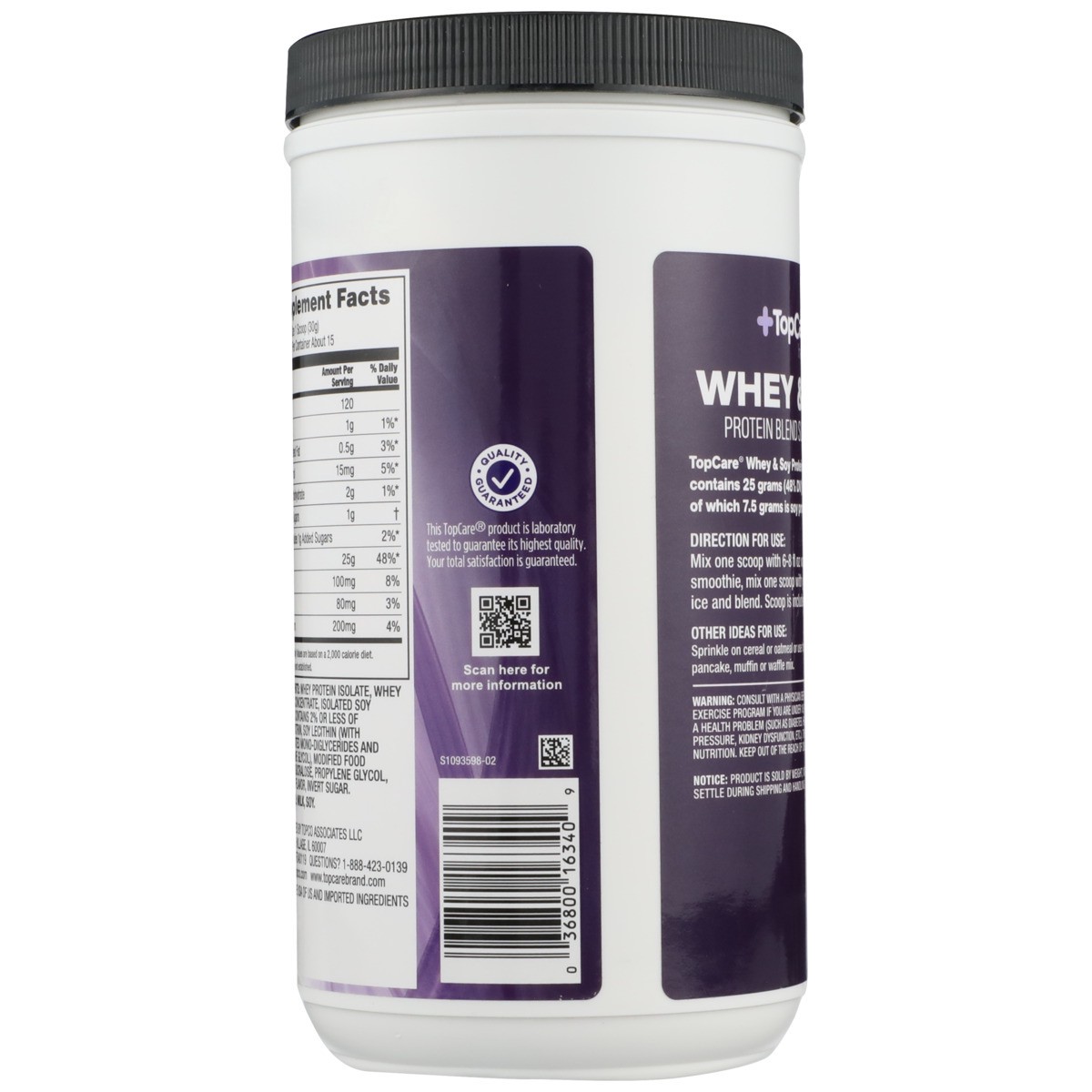 slide 9 of 13, TopCare Whey & Soy Protein 25 G Blend Supplement Powder, Vanilla, 16 oz