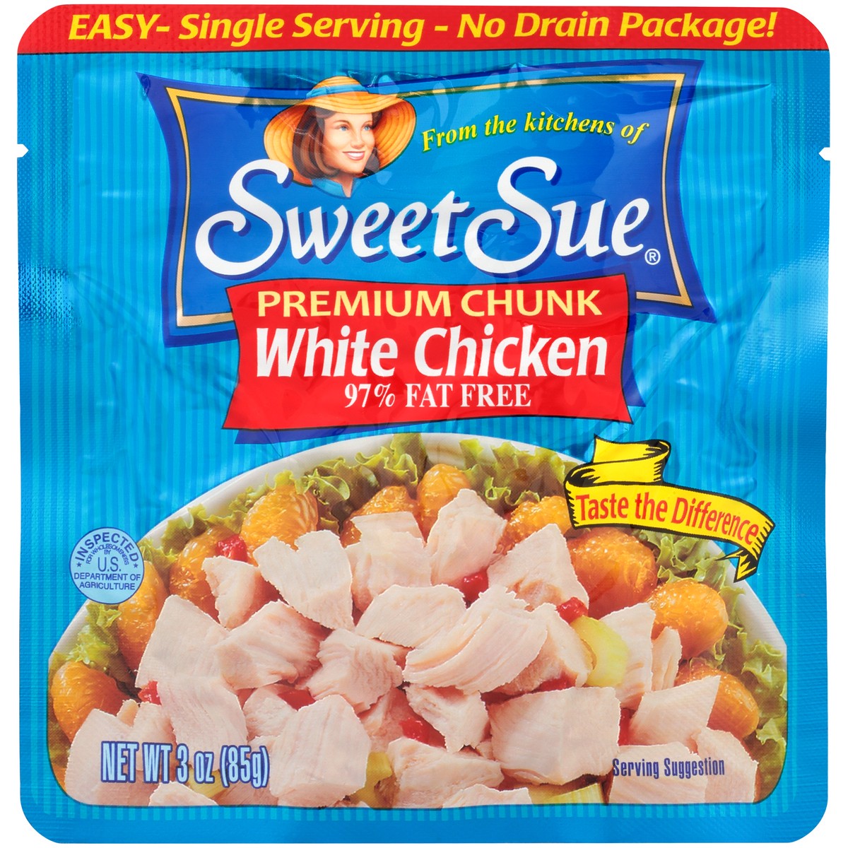 slide 1 of 11, Sweet Sue Premium Chunk White Chicken Breast 3 oz. Pouch, 3 oz