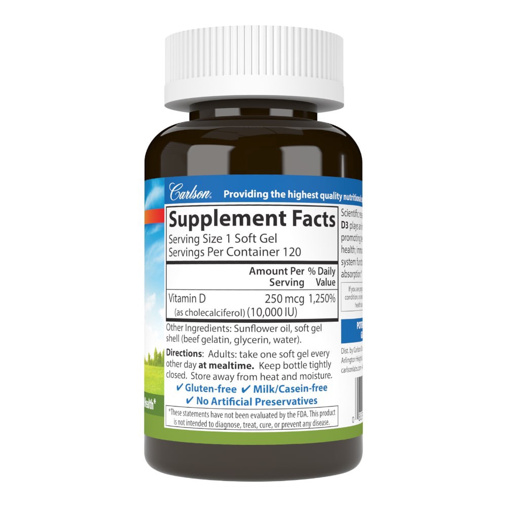 slide 2 of 3, Carlson Vitamin D3 Soft Gels, 120 ct