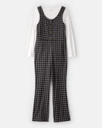 Oshkosh Girls 2-Piece Plaid Long-Sleeve Jumpsuit Multi 6-6X