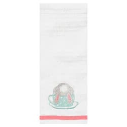 Meijer Corporate Seasonal Mcs Easter Folk Buns & Eggs Print Dual Kitchen Towel W/pom Poms, 16 In X 26 In