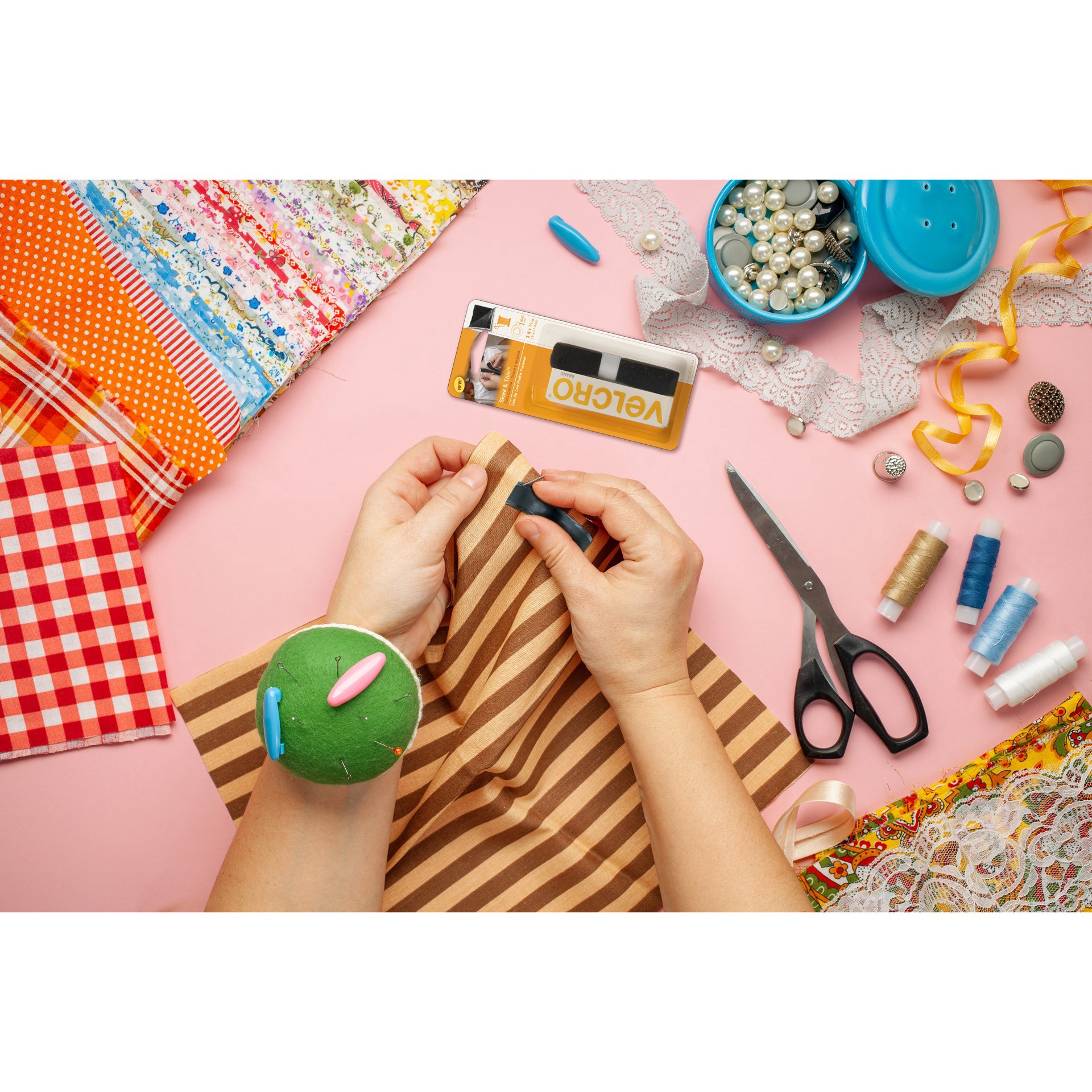 slide 4 of 9, Velcro Brand Velcro Sleek & Thin White Sew On Low Profile Fastener Roll, 6 ft