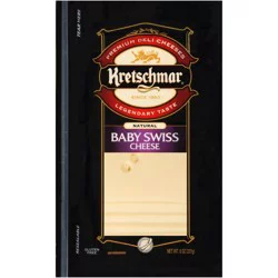 Kretschmar Premium Deli Pre Sliced Baby Swiss Cheese, 8 oz