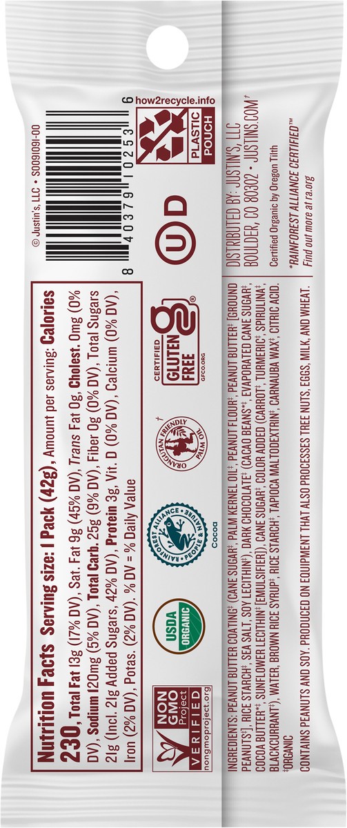 slide 5 of 11, Justin's Justin’s Organic Dark Chocolate Peanut Butter Candy Pieces, 1.5oz, 1.5 oz