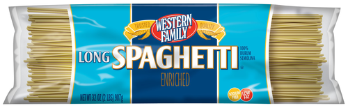 slide 1 of 5, Western Family Long Spaghetti Noodles, 32 oz