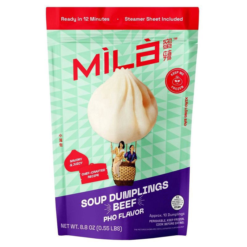 slide 1 of 6, Mila Beef Pho Flavor Soup Dumplings 8.8 oz, 8.8 oz