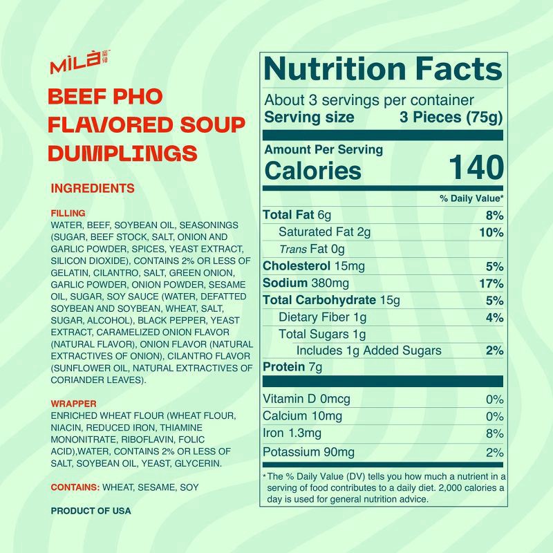 slide 4 of 6, Mila Beef Pho Flavor Soup Dumplings 8.8 oz, 8.8 oz