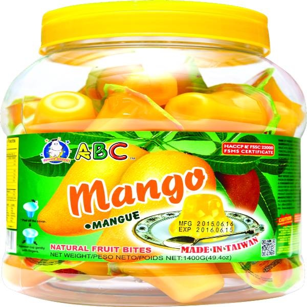 slide 1 of 1, ABC Mango Jelly Fruit Cups, 49.4 oz