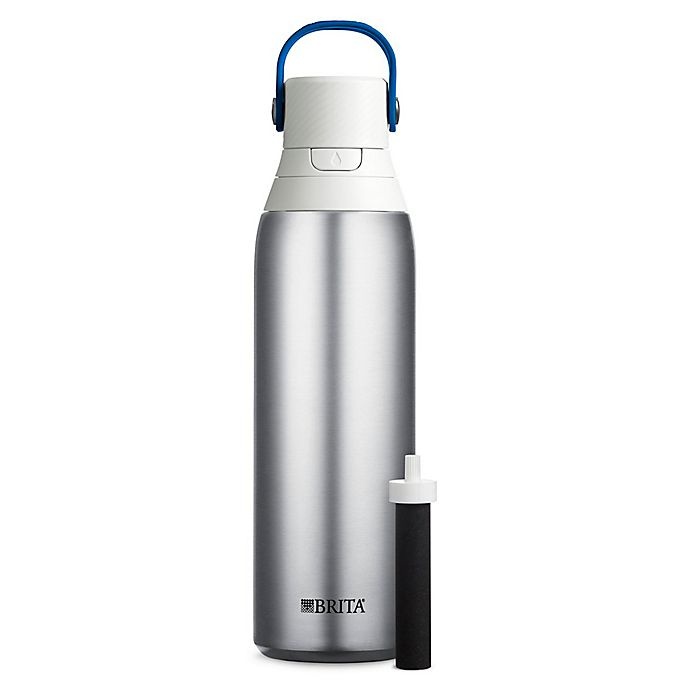 slide 1 of 8, Brita Premium Filtering Stainless Steel Water Bottle, 20 oz