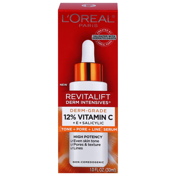 slide 1 of 1, L'Oréal Revitalift 12% Vitamin C + E + Salicylic Serum, 1 oz