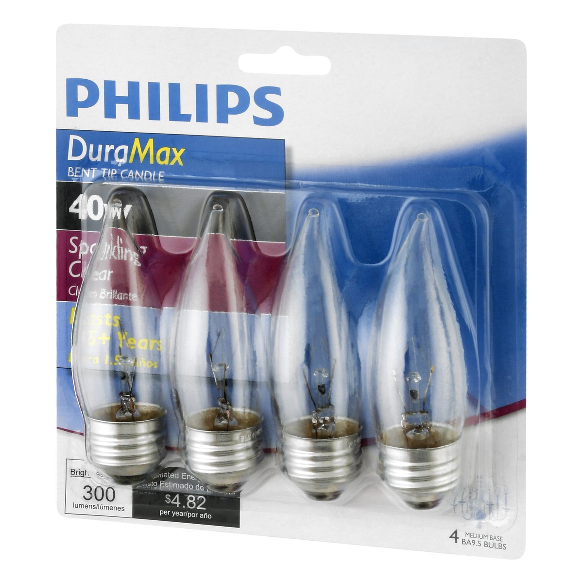 slide 3 of 9, Philips Duramax 40Watt Medium Base Ba95 Bent Tip Light Bulbs, 4 ct