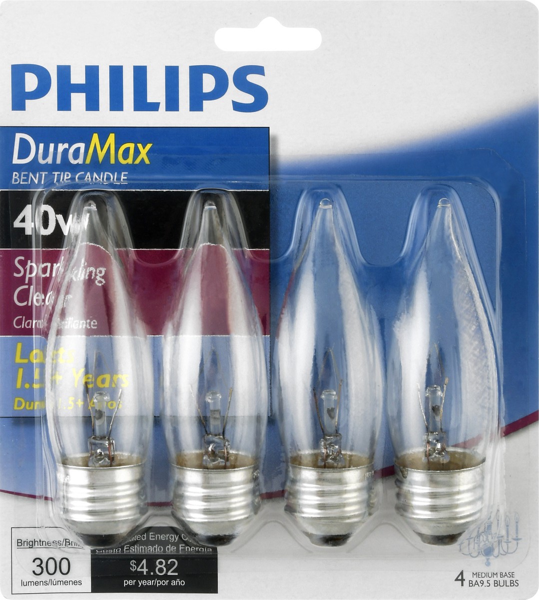 slide 6 of 9, Philips Duramax 40Watt Medium Base Ba95 Bent Tip Light Bulbs, 4 ct