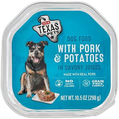 slide 1 of 1, H-E-B Pork & Potatoes in Savory Juices Wet Dog Food, 10.5 oz