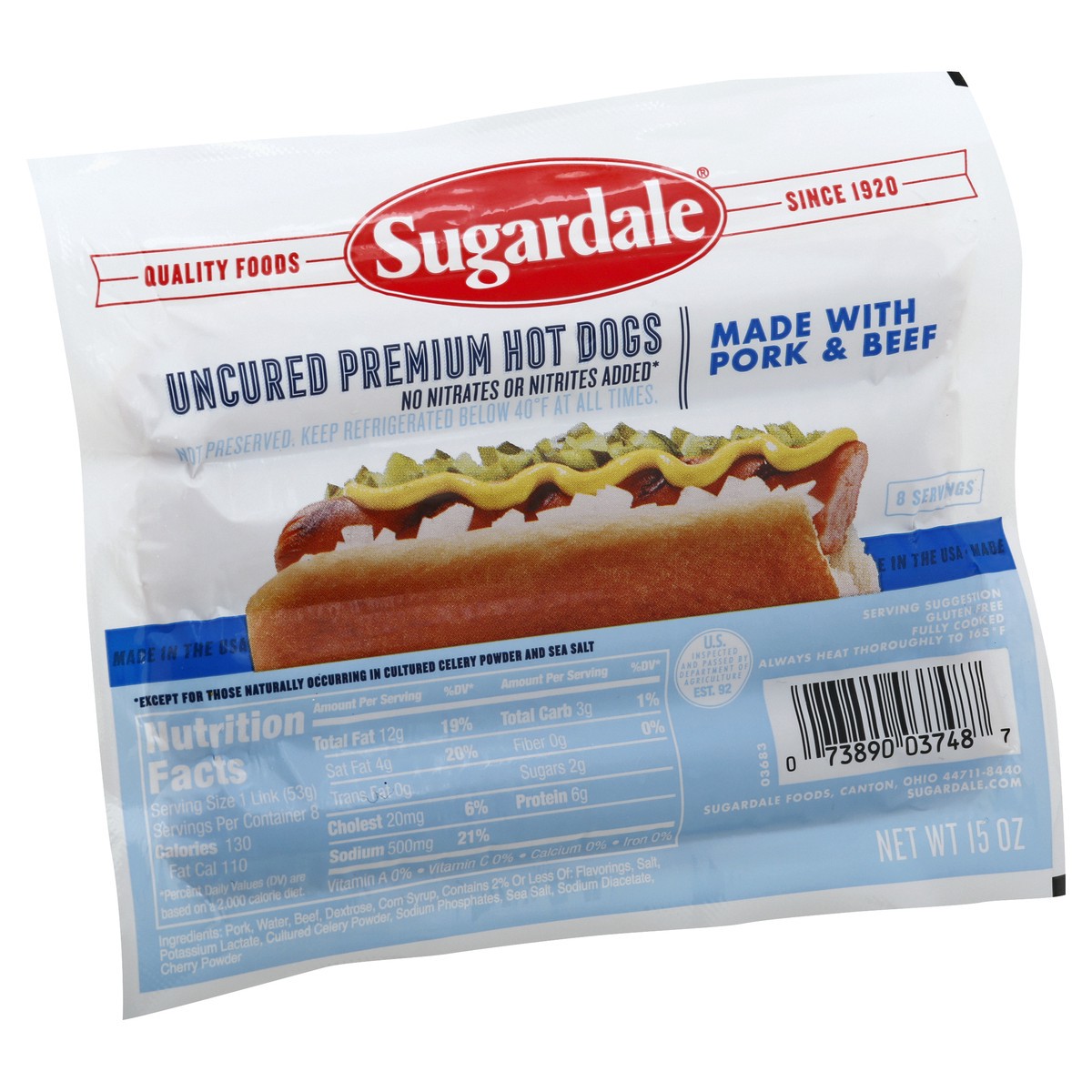 slide 7 of 13, Sugardale Uncured Premium Hot Dogs 15 oz, 15 oz