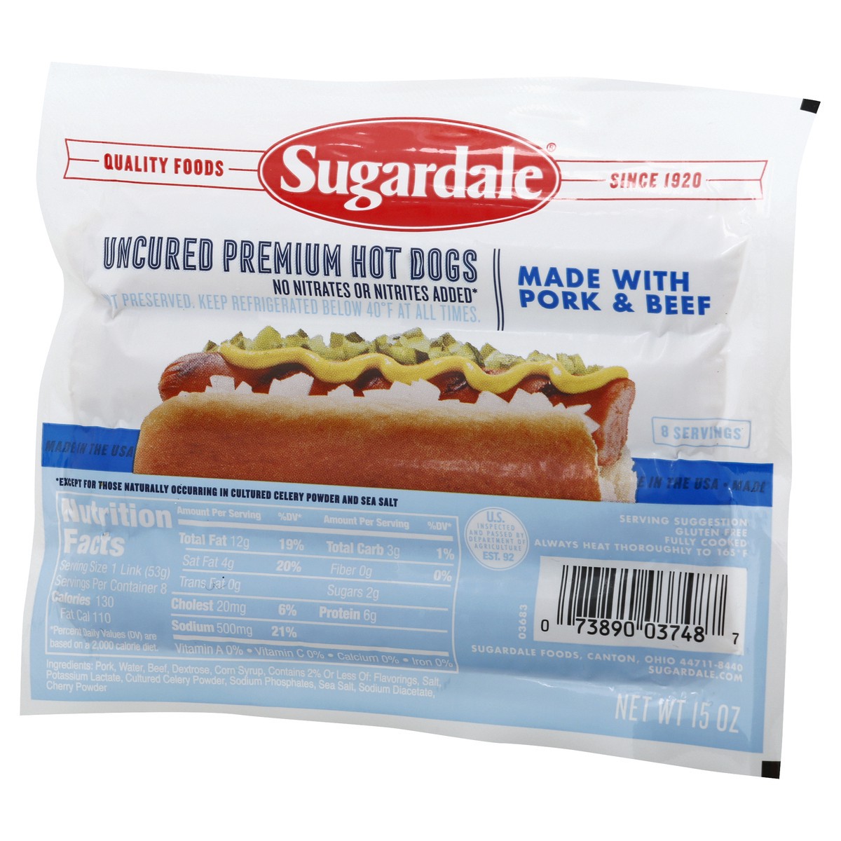 slide 3 of 13, Sugardale Uncured Premium Hot Dogs 15 oz, 15 oz