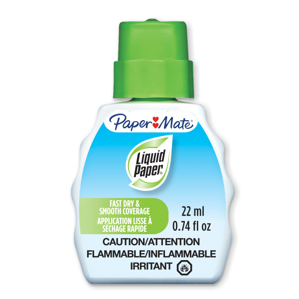 slide 3 of 4, Paper Mate® Liquid Paper® Correction Fluid, Fast Dry & Smooth Coverage, White, Pack Of 3, 3 ct
