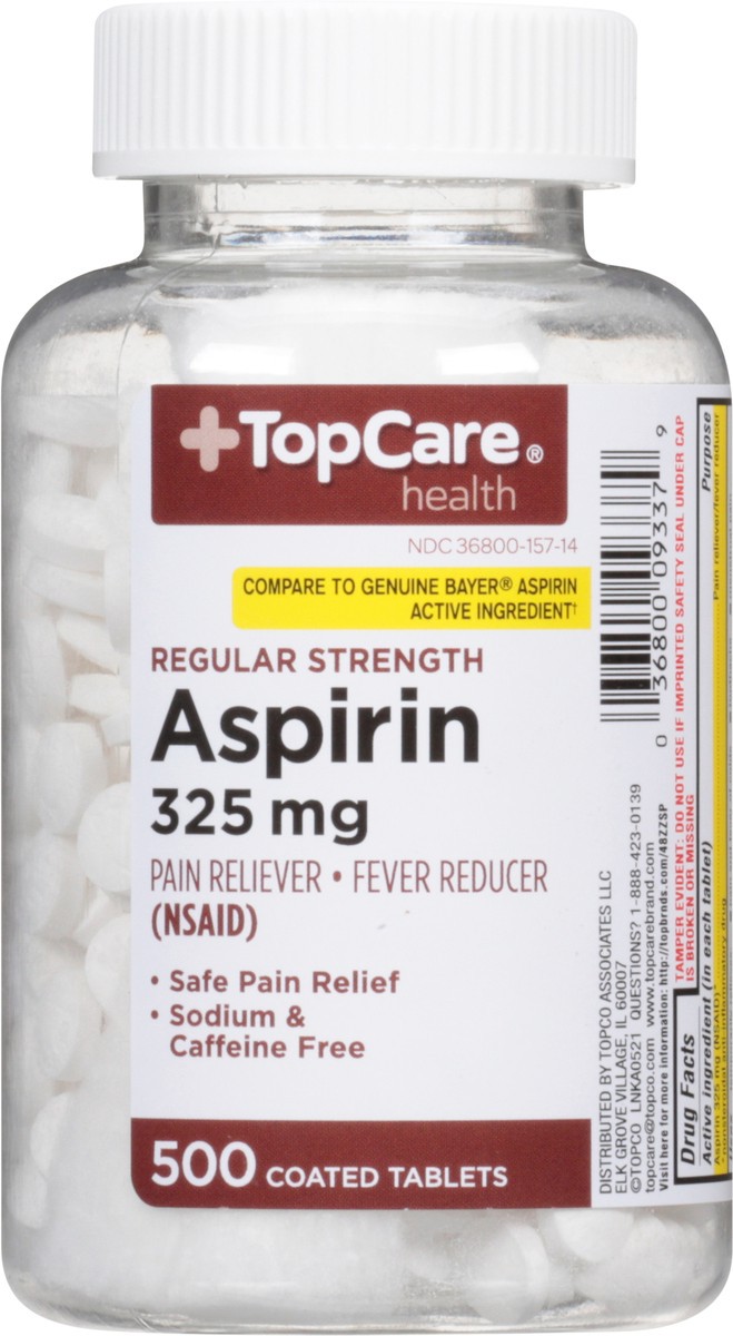 slide 7 of 15, TopCare TOP CARE Topcare Aspirin, Coated, Regular Strength, 500 ct