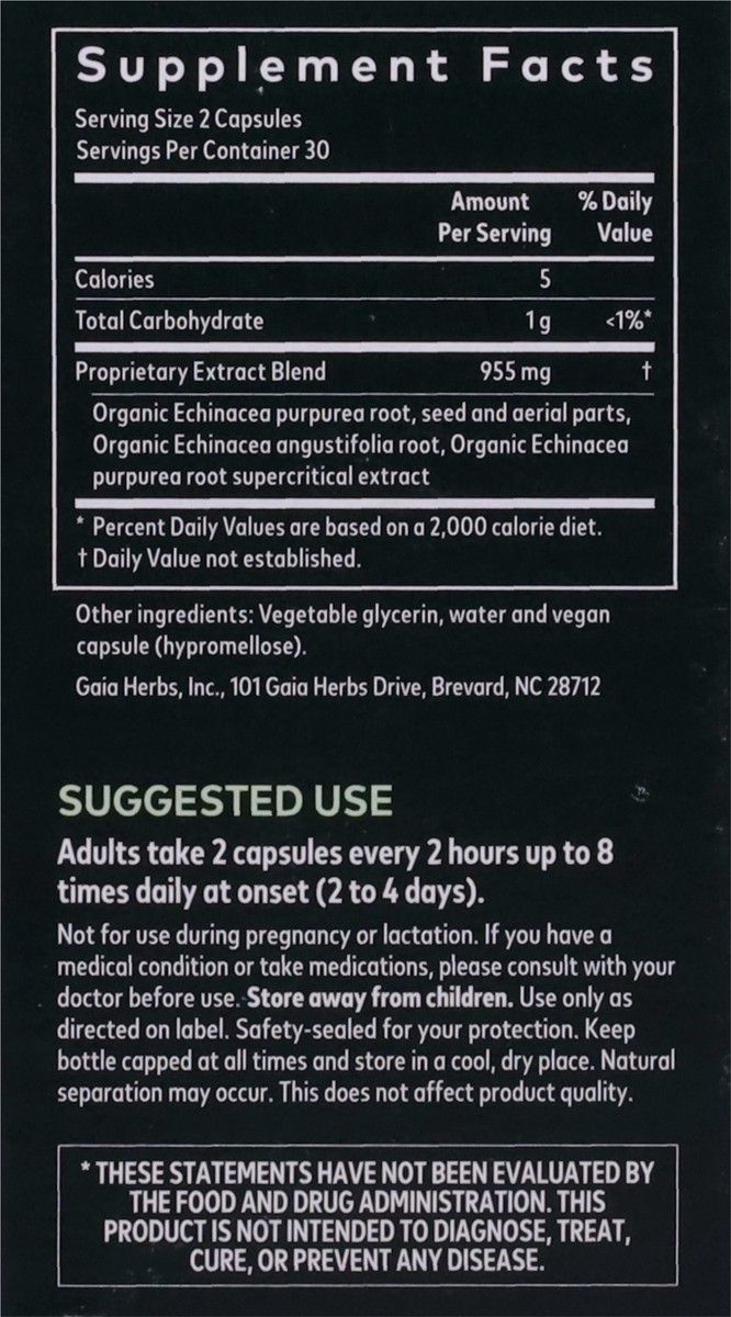 slide 12 of 12, Gaia Herbs Immune Support Echinacea Supreme 60 Vegan Liquid Phyto-Caps, 60 ct