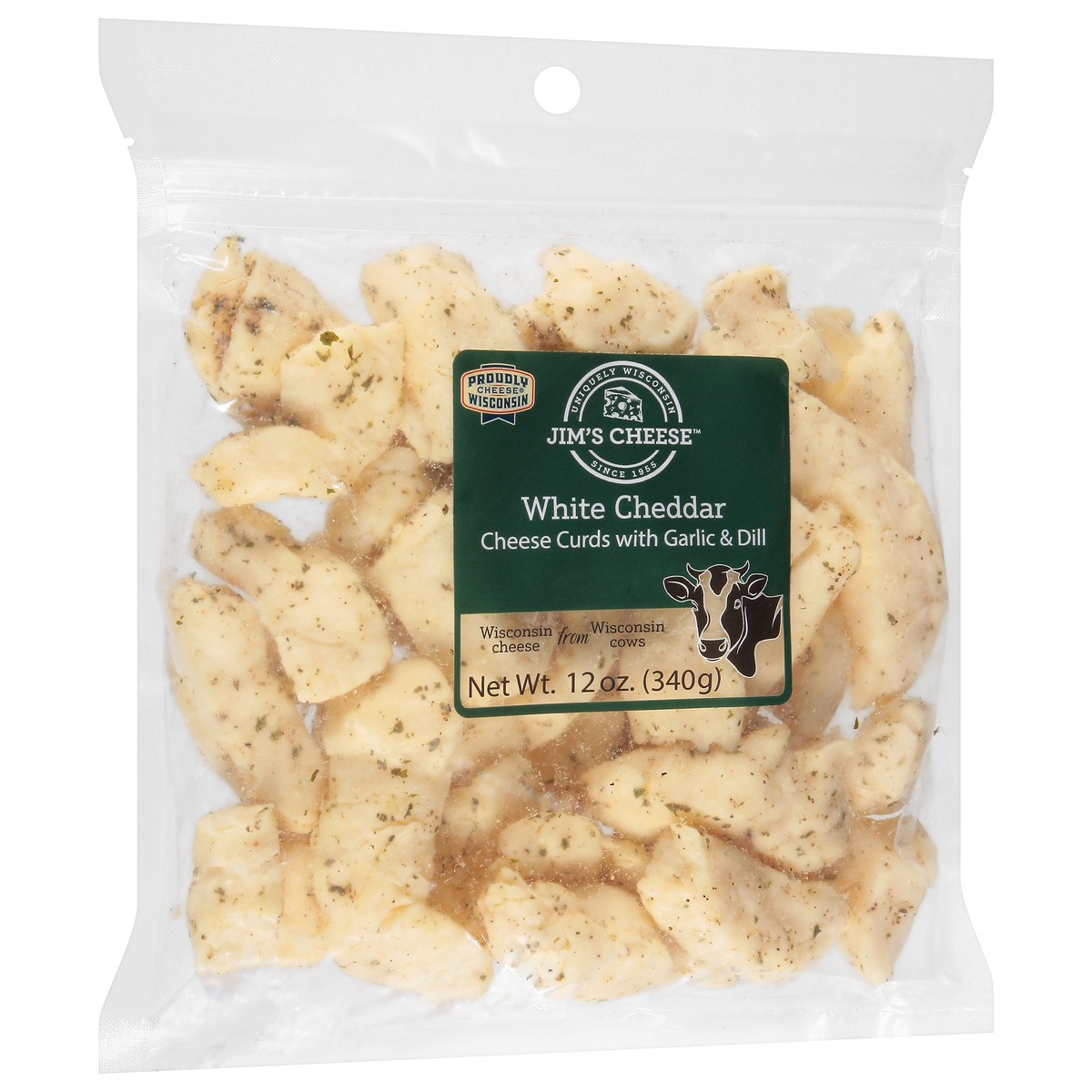 slide 9 of 11, Jim's Cheese White Cheddar Cheese Curds with Garlic & Dill 12 oz, 12 oz