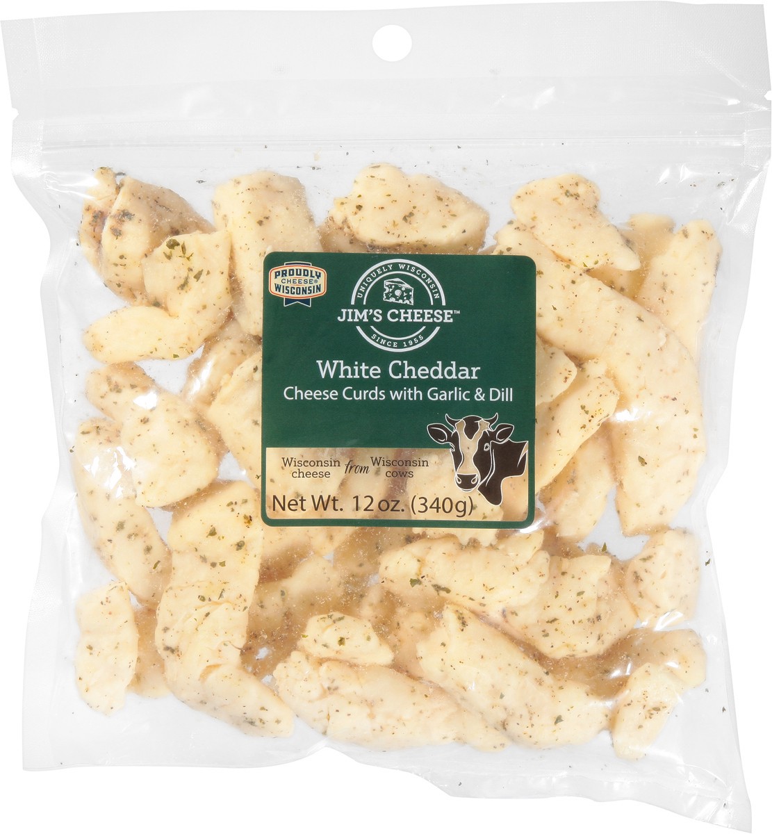 slide 8 of 11, Jim's Cheese White Cheddar Cheese Curds with Garlic & Dill 12 oz, 12 oz