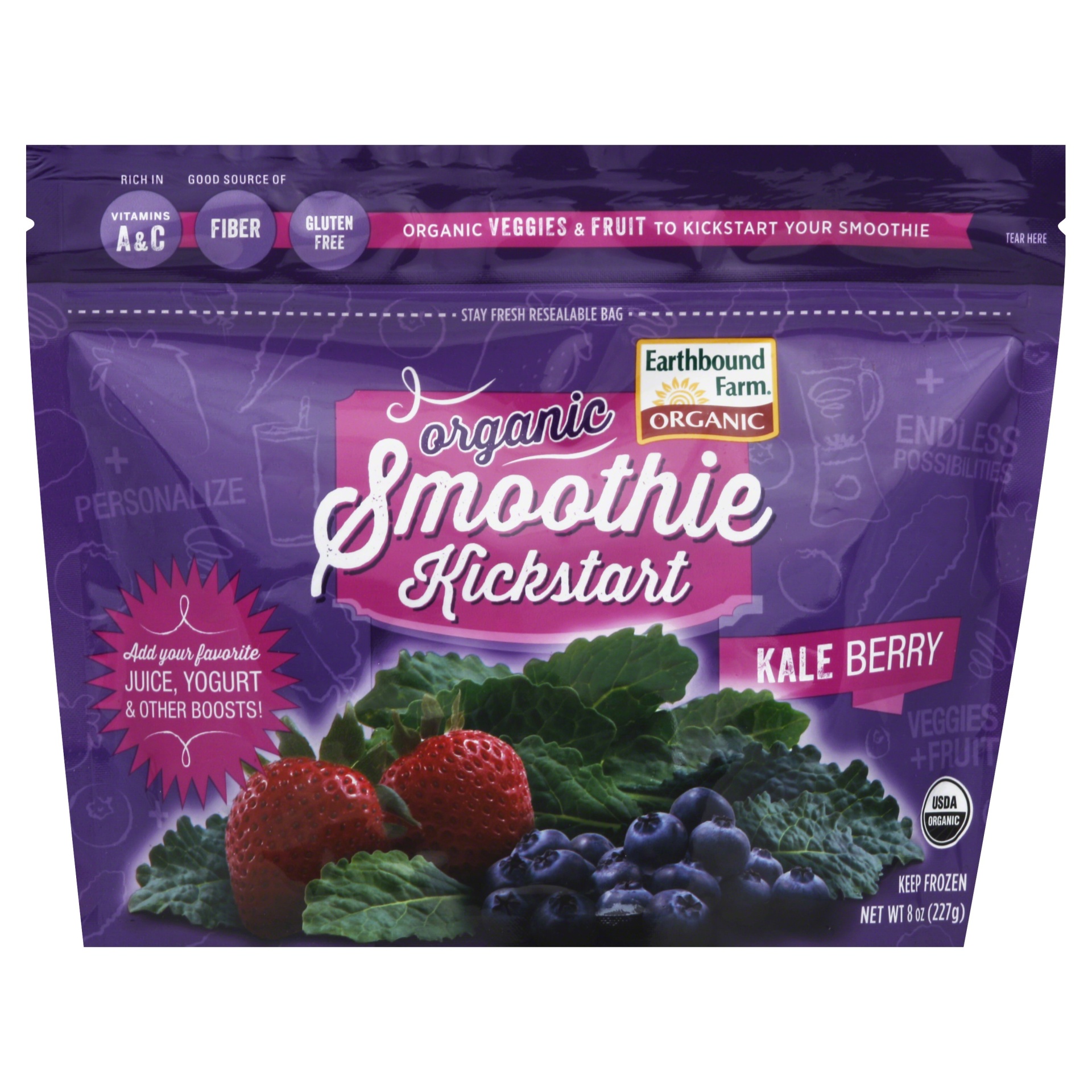 slide 1 of 2, Earthbound Farm Organic Kale Berry Kickstart Smoothie, 8 oz