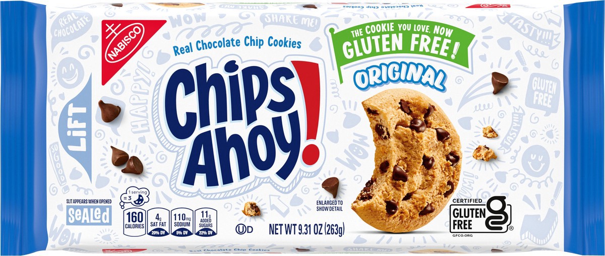slide 9 of 14, CHIPS AHOY! Original Crunchy Gluten Free Chocolate Chip Cookies, 9.31 oz, 9.31 oz