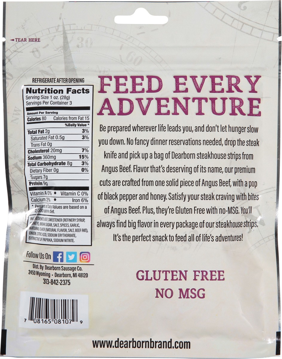 slide 9 of 9, Dearborn Jerky Angus Steak Strips, 3 oz