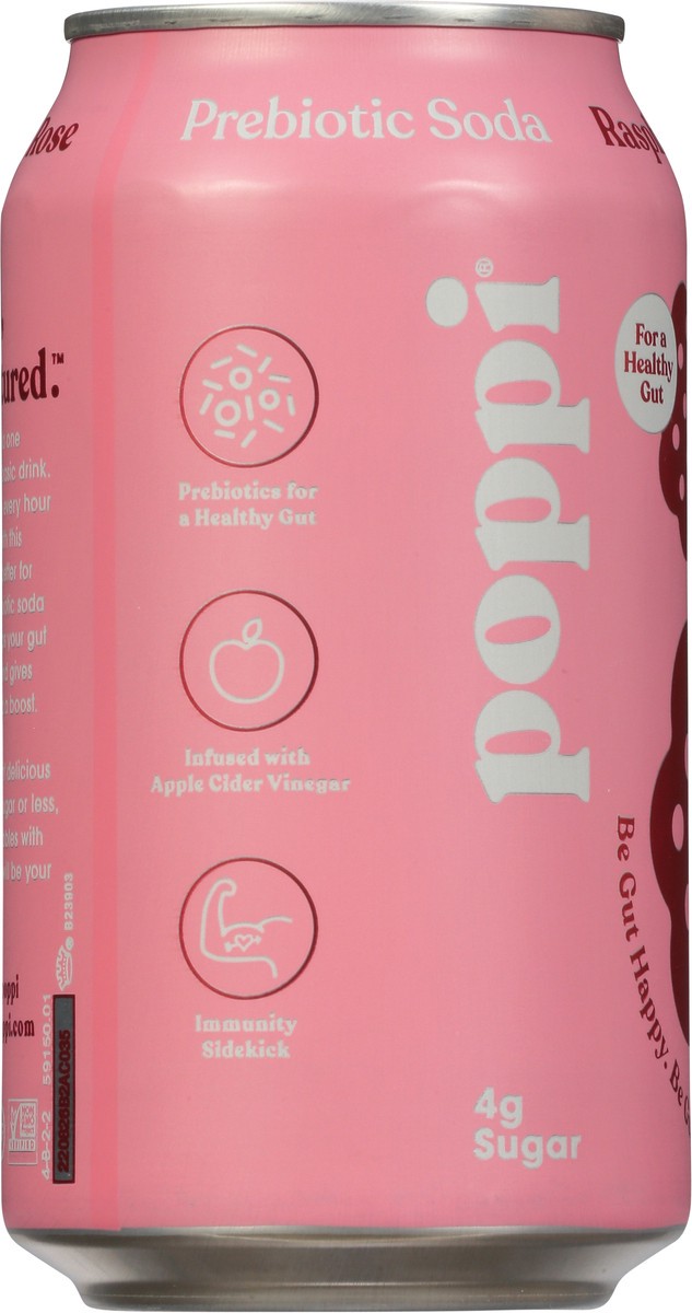 slide 7 of 9, Poppi Raspberry Rose Prebiotic Soda 12 fl oz, 12 fl oz
