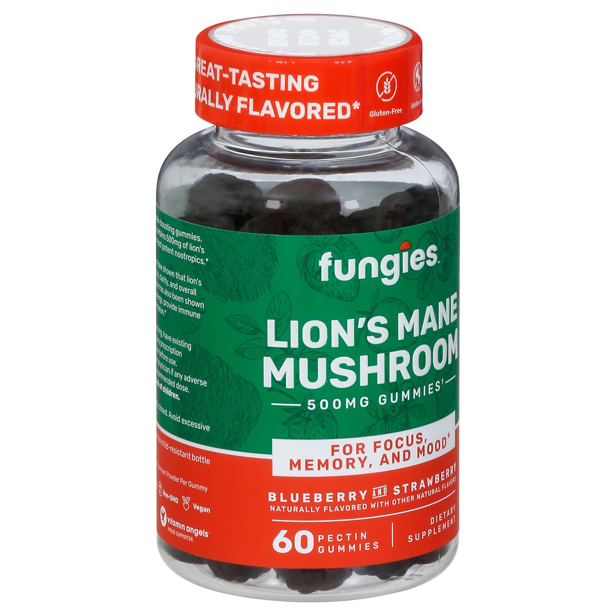 slide 3 of 9, Fungies Blueberry and Strawberry Lion's Mane Mushroom 60 Gummies, 60 ct