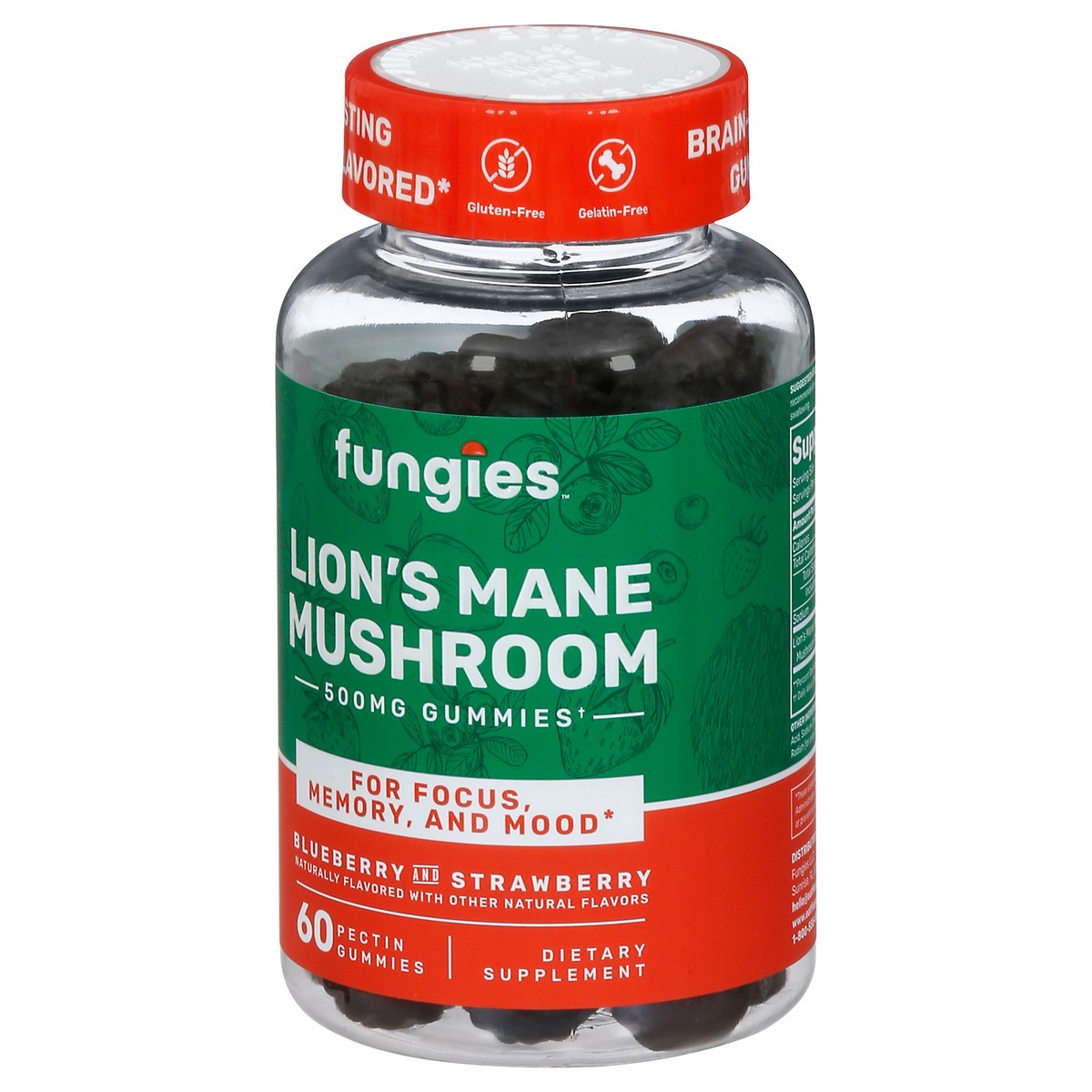 slide 7 of 9, Fungies Blueberry and Strawberry Lion's Mane Mushroom 60 Gummies, 60 ct